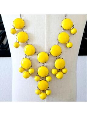 Sunshine Yellow Silver Tone Bib Necklace